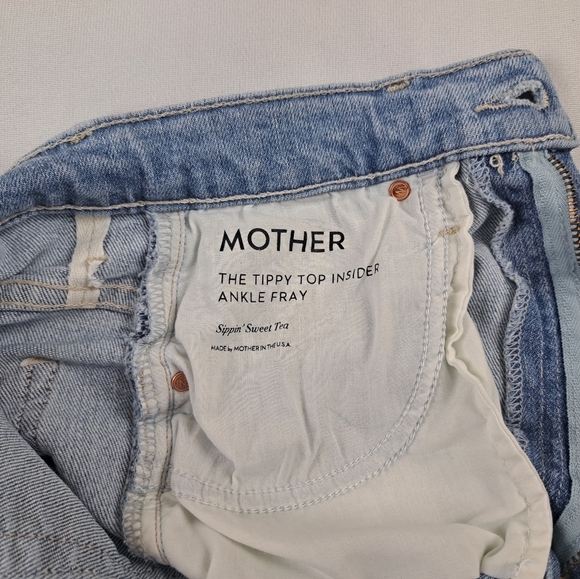 Mother The Tippy Top Insider Ankle Fray Jeans in Sippin' Sweet Tea Size 25 - Picture 6 of 13